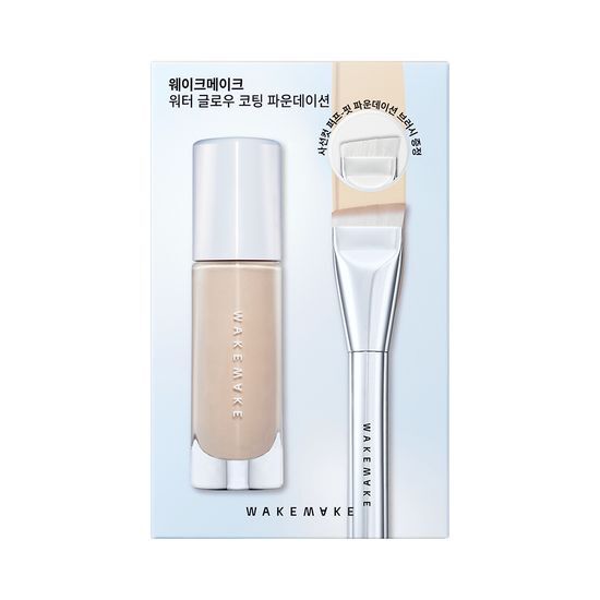 OliveYoung連線 l Wakemake Water Glow Coating Foundation + Free Gift Puff Cut Brush