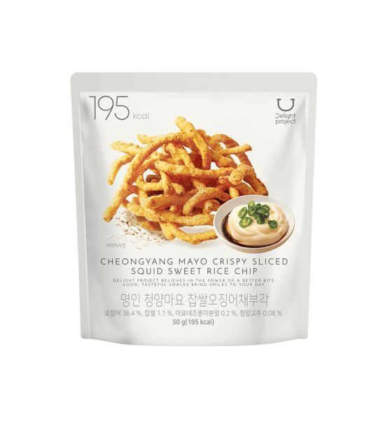 預訂品 | 韓國 Olive Young 熱賣低卡零食! Delight Project Crispy Sliced Squid Sweet Rice Chip🥯炸糯米魷魚條50g/青陽辣椒蛋黃醬魷魚條 50g
