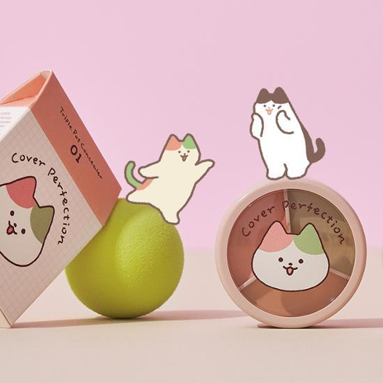 預訂品 | 聯名款 The Saem Cover Perfection Triple Pot Concealer 3合1柔滑遮瑕膏 貓貓特別版 01 03