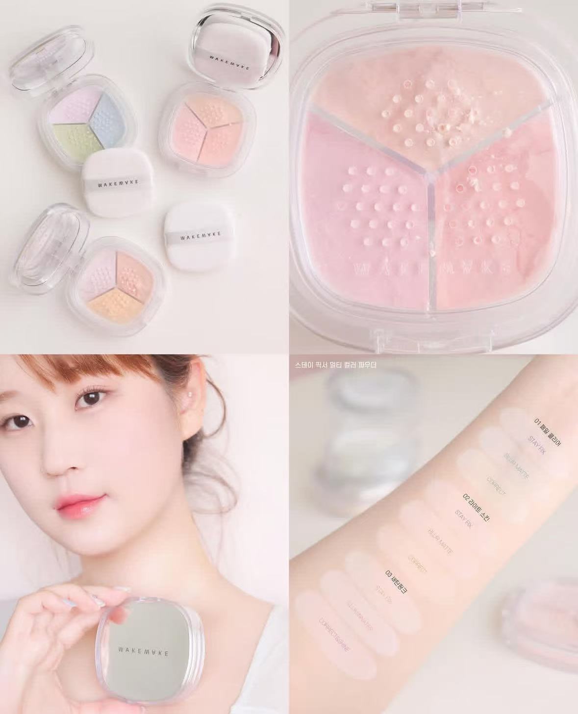 預訂品 | Wakemake Stay Fixer Multi Color Powder 🎨3色修正定妝碎粉