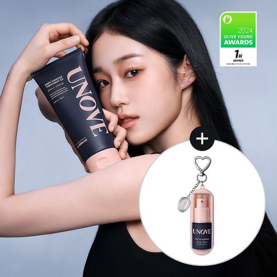 Olive Young 連線 | Unove Deep Damage Hair Treatment EX Double Plan (Tenderbloom + Warmpetal + Essence 10ml Mini Keyring)