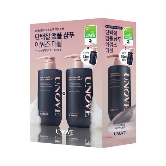 Olive Young 連線 | UNOVE Deep Damage Repair Shampoo Double (500g+500g+52ml)