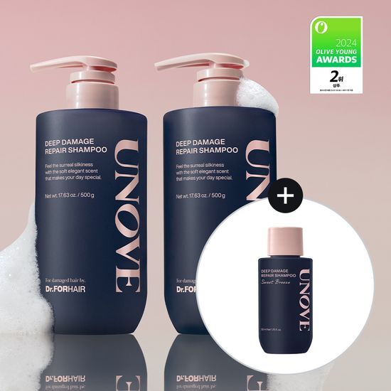 Olive Young 連線 | UNOVE Deep Damage Repair Shampoo Double (500g+500g+52ml)