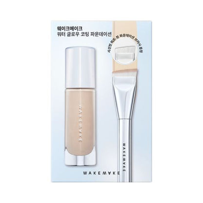 OliveYoung連線 l Wakemake Water Glow Coating Foundation + Free Gift Puff Cut Brush