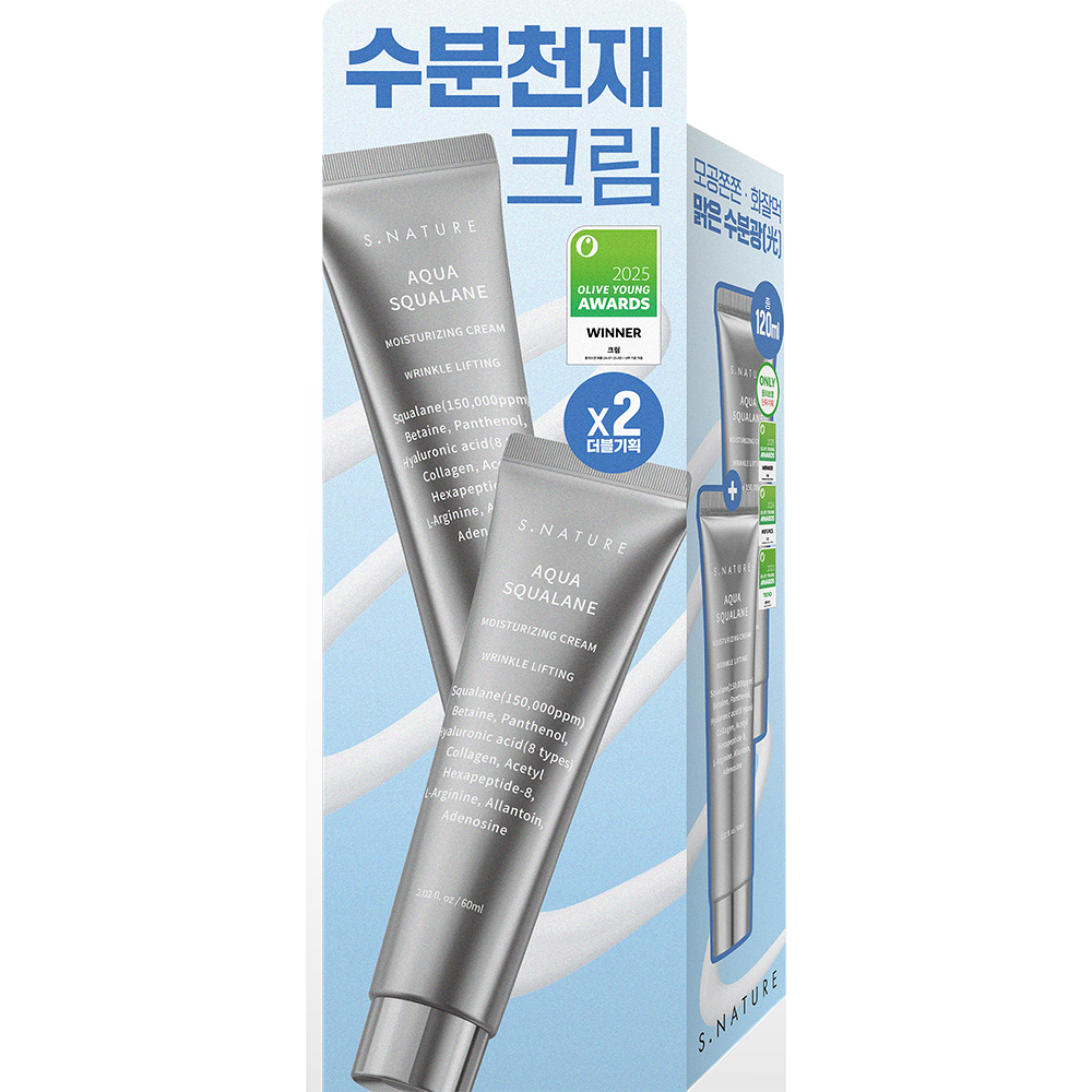 OliveYoung連線 | S.Nature Aqua Squalane Moisturizing Cream 角鯊烷保濕水潤面霜60ml+60ml