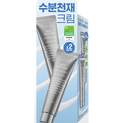 OliveYoung連線 | S.Nature Aqua Squalane Moisturizing Cream 角鯊烷保濕水潤面霜60ml+60ml