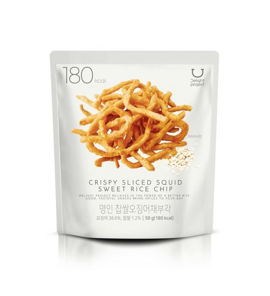 預訂品 | 韓國 Olive Young 熱賣低卡零食! Delight Project Crispy Sliced Squid Sweet Rice Chip🥯炸糯米魷魚條50g/青陽辣椒蛋黃醬魷魚條 50g