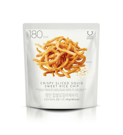 預訂品 | 韓國 Olive Young 熱賣低卡零食! Delight Project Crispy Sliced Squid Sweet Rice Chip🥯炸糯米魷魚條50g/青陽辣椒蛋黃醬魷魚條 50g