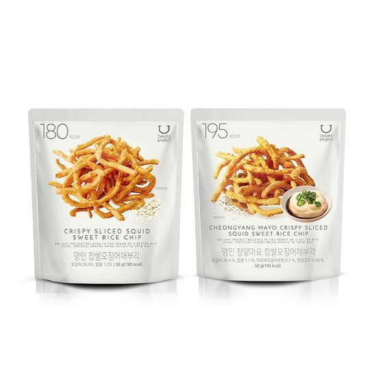 預訂品 | 韓國 Olive Young 熱賣低卡零食! Delight Project Crispy Sliced Squid Sweet Rice Chip🥯炸糯米魷魚條50g/青陽辣椒蛋黃醬魷魚條 50g