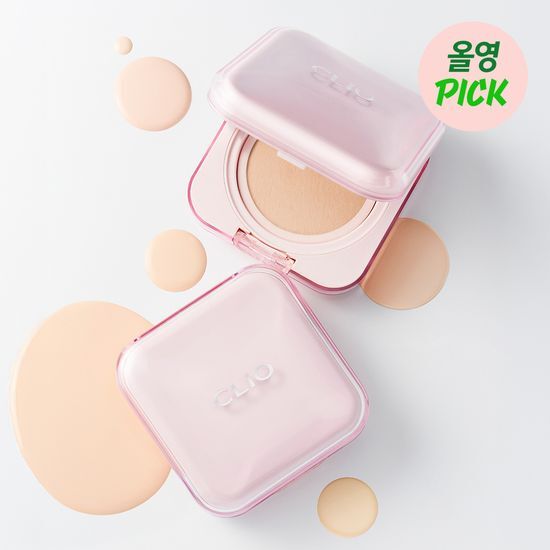 OliveYoung連線 l NEW Clio Kill Cover Mesh Glow Essential Cushion + Refill Dew Cheek Free 4colors