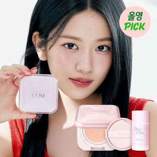 OliveYoung連線 l NEW Clio Kill Cover Mesh Glow Essential Cushion + Refill Dew Cheek Free 4colors