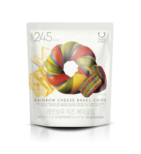 預訂品 | 韓國 Olive Young 熱賣低卡零食! Delight Project Bagel Chip Rainbow Cheese 貝果脆餅乾 🥯彩虹芝士貝果55g