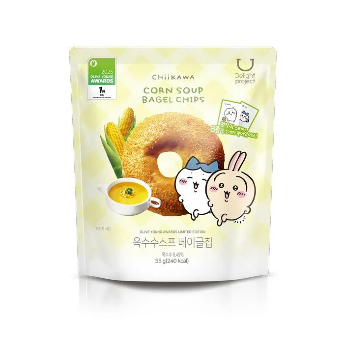 現貨+預訂 OliveYoung連線 l Chiikawa特別版 x Delight Project Bagel Chips 低卡貝果脆餅乾 🥯送隨機貼紙1張